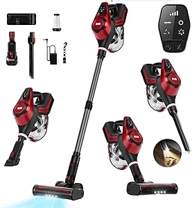 Curvymoon Vacuum Cleaners for Home, 30Kpa Cordless Stick Vacuum, Free-Standing & Smart Display, 55mins Max Runtime, Lightweight Handheld Vacuum for Pet Hair/Carpet/Hardwood Floor