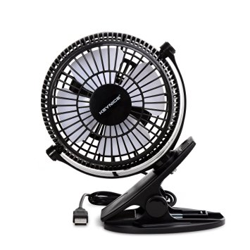 Keynice USB Clip Desk Personal Fan, table fans,clip on fan,4 Inch 2 Speed Portable Cooling Fan USB Powered by NetBook, Computer MacBook, Power Bank, and PC, 360° up and down - Black