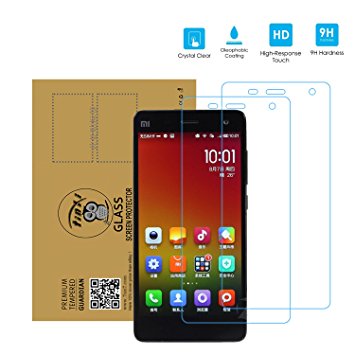 tinxi® 2pcs/lot Tempered Glass protection film for Xiaomi MI4 Mi4 M4 5.0 inches Premium Screen Protector Film /Ultra Hard Screen Protector 0.3 mm clear 2.5D