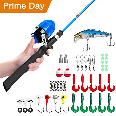 Kids Fishing Pole,Telescopic Fishing Rod and Reel Combos with Spincast Fishing Reel and String with Fishing Line