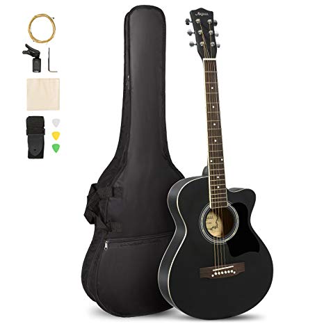 ARTALL 39 Inch Handcrafed Acoustic Cutaway Guitar Beginner Kit with Gig bag & Accessories, Matte