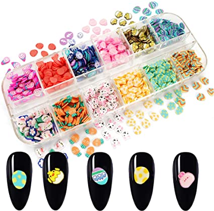 3D Easter Nail Art Decals Decoration 12 Styles Easter Theme Nail Art Supplies 500 Pieces Easter Cartoons Slices Bunny Egg Chick Rabbit Carrot etc Design Pattern Stickers for Women Girls Kids