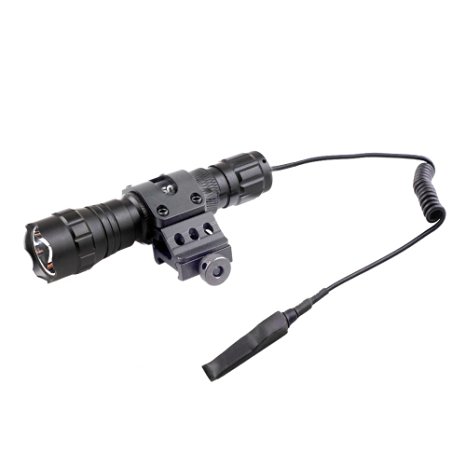 CISNO New 1000LM LED Tactical Flashlight Torch Pressure Switch W/1'' Offset Mount For Hunting Hiking