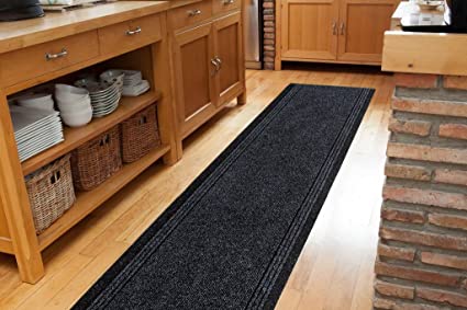 The Rug House Grey Black Skid Resistant Durable Entry Mats for Kitchen and Hallway - Sold and Priced Per Foot - 2' 2" Wide