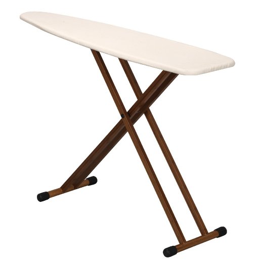 Household Essentials Fibertech Top Ironing Board with Bamboo Legs and Natural Cover