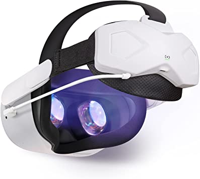 DESTEK Oculus/Meta Quest 2 Elite Strap with Battery Pack, 5000mAh Extend 2hrs Playtime, LEDs Indicator, Adjustable Head Strap for Enhanced Comfort and Playtime