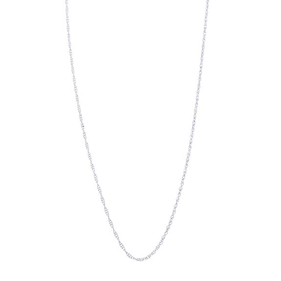 Beauniq 14k Yellow, White or Rose Gold 0.90mm Delicate Rope Chain Necklace