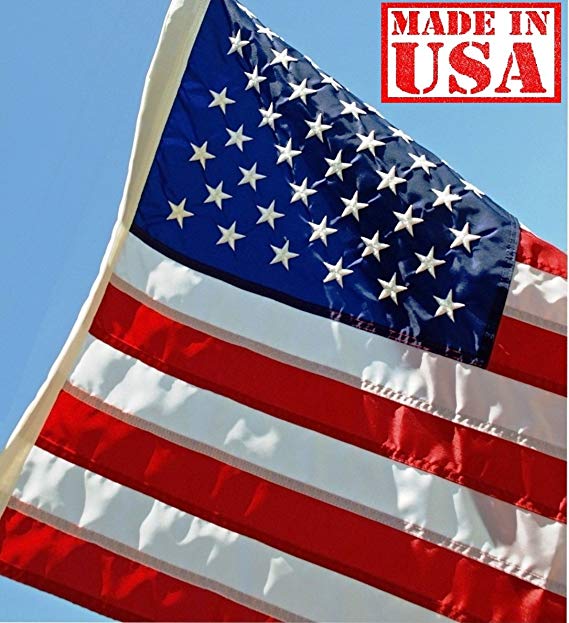 US Flag Factory - 2.5x4 FT US American Flag (Embroidered Stars, Sewn Stripes) Outdoor SolarMax Nylon Flag - Made in America - Premium Quality (2.5x4 FT)