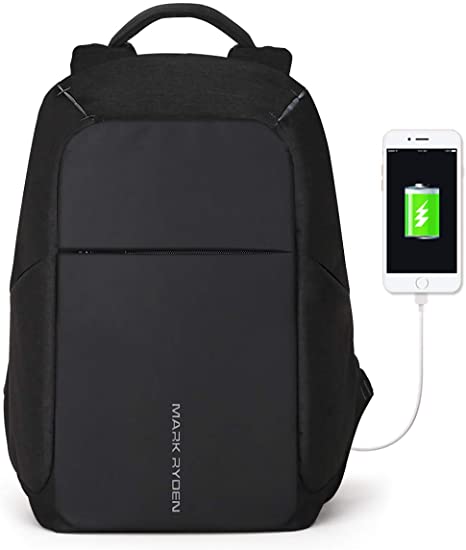 Markryden Anti-Theft Laptop Backpack Business Bags with USB Charging Port School Travel Pack Fits Under 15.6 Inch Laptop