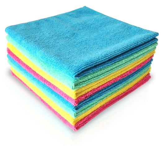 MICROFIBRE CLEANING CLOTHS (8 PACK) 36x36cm LINT-FREE, ANTIBACTERIAL, HIGHLY ABSORBENT, SOFT SCRATCH-FREE, ECO FRIENDLY - ALL PURPOSE. Versatile Micro Fibre Towel Ideal for Car Valeting; Kitchen Surfaces; Bath; General Household Use; Screens, Window, Mirror Cleaner; Duster, Gym, Even Make-up Remover Face Cloth! Colourfast, Colour-Coded Cleaning Cloths! And Get Your Home Environmentally Friendly Without Using Harmful Detergents (Just Water) And Start Saving Over Conventional Cleaning Tools Today!