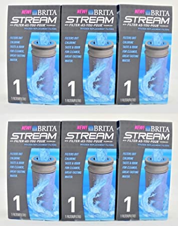 BRITA Stream Pitcher Replacement Filters Carbon Blue Gray 1 Size Fits All Pack of 6