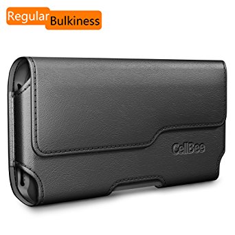Dreo [CellBee Series] Universal PU Leather Horizontal Cellphone Holster Case with Belt Clip for Smartphones (Regular Bulkiness)