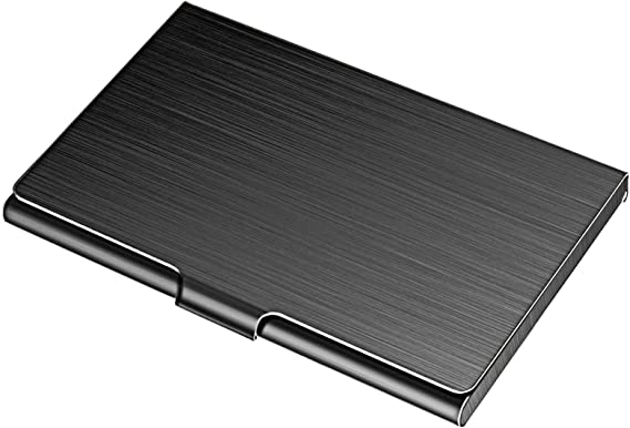 Metal Business Card Case Holder, Professional Stainless Steel Business Card Holders, Metal Pocket Business Card Case for Women or Men, Stainless Steel, 3.7 x 2.3 x 0.3 inches, Black