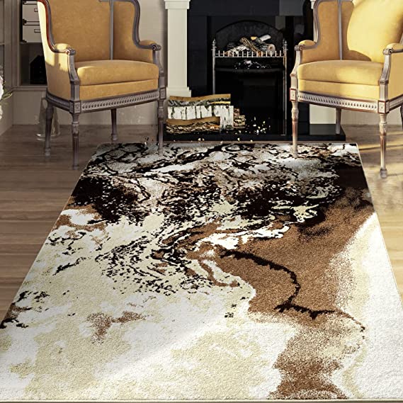 Antep Rugs Marble 8x10 Modern Abstract Indoor Area Rug Amg117 (Beige, 7'10" x 10')