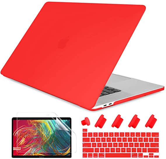 Dongke MacBook Pro 13 inch Case 2020 Release Model M1 A2338 A2251 A2289, Plastic Hard Shell Case & Keyboard Cover Only Compatible with MacBook Pro 13 2020 Touch Bar Fits Touch ID, Matte Red