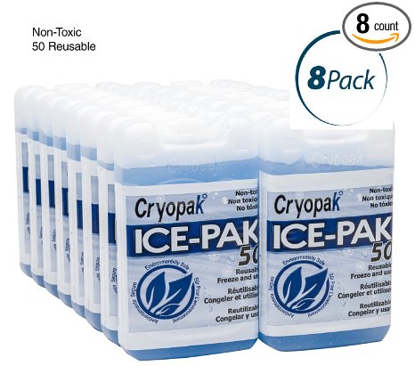 Cryopak Hard Shell Reusable Ice Pack, 3x5" (Pack of 8)