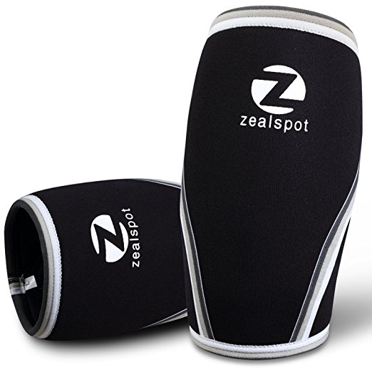 Zealspot Knee Sleeves-Compression and Support for Weightlifting, WOD, Squats, Gym, Powerlifting and Crossfit-7mm Neoprene Strong Knee Brace-Both Women and Men,Black or Camo Grey(1 Pair)