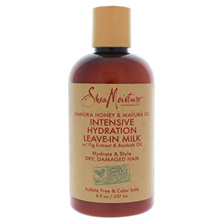 Shea Moisture Manuka Honey and Mafura Oil Intensive Hydration Leave-In Milk for Unisex, 8 Ounce