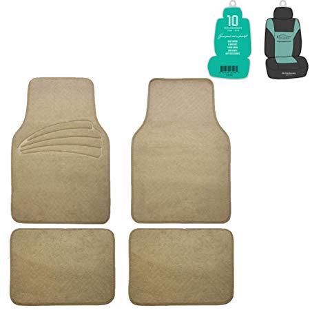 FH Group F14401 Premium Carpet Floor Mats with Heel Pad, Beige Color w. Free Air Freshener- Fit Most Car, Truck, SUV, or Van