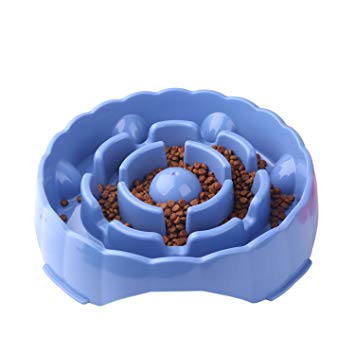 Slow Feeder Dog Bowl Anti Choking Slow Eating Drinking Pet Feeder Bowl Anti-Gulping Non-Skid Interactive Bloat Stop Dog Bowl Use Eco-friendly Anti-Static and Anti-Dust PP Material (Large, Blue)