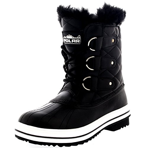 Polar Products Womens Snow Boot Quilted Short Winter Snow Rain Warm Waterproof Boots