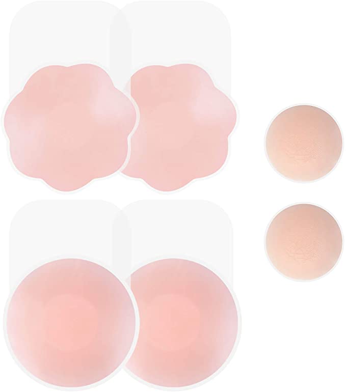Reinalin Strapless Bra, Invisible Backless Push Up Bra Adhesive Bra Breast Lift Nipple Covers Sticky Reusable Silicone Bra