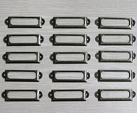 WEICHUAN 100 Pieces 60mm*17mm Card Holder Drawer Pull/label holders/Label Frames Card/Label Holder Modern Label Holders -Antique Bronze Tone Metal Art with screws