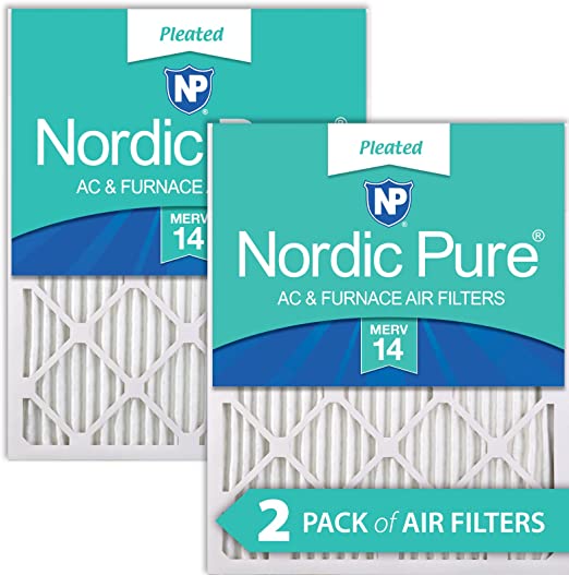 Nordic Pure 12x20x1M14-2 12x20x1 Pleated Merv 14 AC Furnace Filters Qty 2