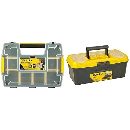 STANLEY STST1-70720 Stackable Master Organizer (Yellow & Black) & STANLEY 1-71-948 13'' Organised Maestro Plastic Tool Box with Clear top lid Yellow