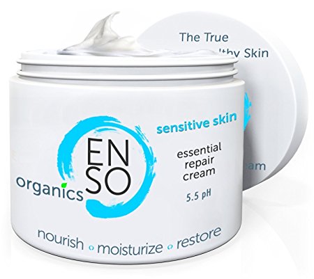 Natural Organic Moisturizer for Sensitive Skin Care by ENSO Organics, Essential Aloe Vera Face Cream provides Concentrated Healing for Damaged and Dry Skin (2 oz)