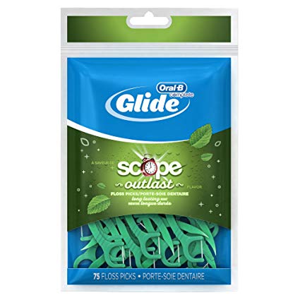 Oral B Glide Floss Picks Plus Scope Outlast - Long Lasting Mint - 75 ct