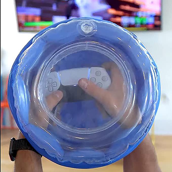Rage Quit Protector - Inflatable Protector for Gaming Controllers, 360° Inflatable Contraption Protects Controllers from Impact, Durable Transparent Top, Unleash Your Rage with Peace of Mind (Blue)