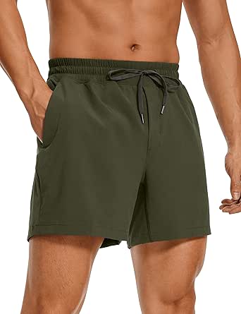 CRZ YOGA Men's Linerless Workout Shorts - 5'' Lightweight Quick Dry Running Sports Athletic Gym Shorts with Pockets