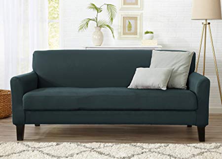 Home Fashion Designs Form Fit Stretch, Stylish Furniture Cover/Protector Featuring Lightweight Twill Fabric. Dawson Collection Basic Strapless Slipcover Brand. (Sofa, Mirage Blue)