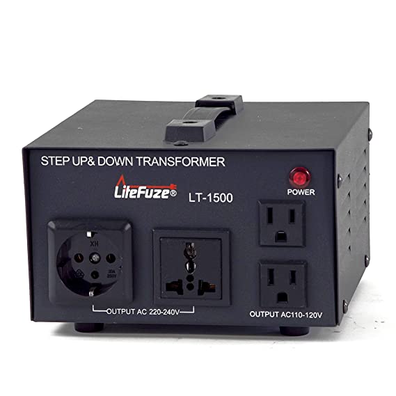 1500 Watt Voltage Converter Transformer by LiteFuze - Step Up/Down - 110V/220V - Circuit Breaker Protection -Heavy Duty/ - Convertingbox Technology - LT Series - Perfect Converter
