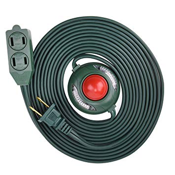 Electes 15 Feet 3 Outlet Extension Cord with Hand/Foot Switch and Light Indicator with Safety Twist-Lock, 16/2, Green - UL Listed