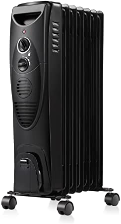 R.W.FLAME Oil Filled Radiator Heater - 3 Heat Settings, Adjustable Thermostat, Quiet and Portable Space Heater with Tip-over & Overheating Functions (27", Black)