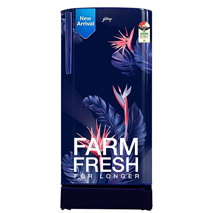 Godrej 180 L 3 Star Farm Fresh Crisper Technology With Jumbo Vegetable Tray Direct Cool Single Door Refrigerator(2023 Model, RD R190C THF FR BL, Foral Blue)