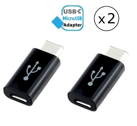 2-Pack USB Type C USB-C to USB 20 Micro USB Female Adapter charge and data sync converter cable for Nexus 5X Nexus 6P Pixel C OnePlus 2 Lumia 950 and Other Type-C Phones 2x Adapter-Black