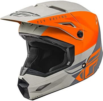 FLY Racing Kinetic Straight Edge Helmet, Full-Face Helmet for Motocross, Off-Road, ATV, UTV, Bicycle and More Matte Orange/Grey, LG