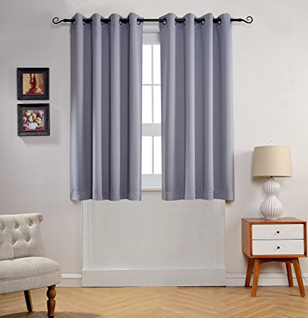 MYSKY HOME Solid Grommet top Thermal Insulated Window Blackout Curtain for Bedroom, 52 by 63 inch, Grey (1 panel)