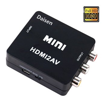 Daisen tech HDMI to AV Converter 1080p HDMI to RCA CVBS AV Composite Adapter HDMI 2 AV Converter support PAL/NTSC TV format output (HDMI to AV Black)