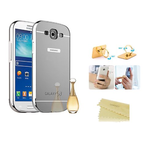 Galaxy S3 CaseDAMONDY Luxury Metal Air Aluminum Bumper Mirror Hard Back Case360 Gold Metal Ring Holder Stand For Samsung Galaxy S3RingMirrorSilver