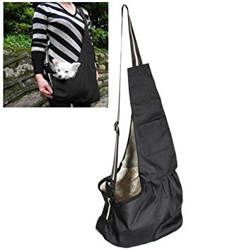 Medium Size Black Oxford Cloth Sling Pet Dog Cat Carrier Bag