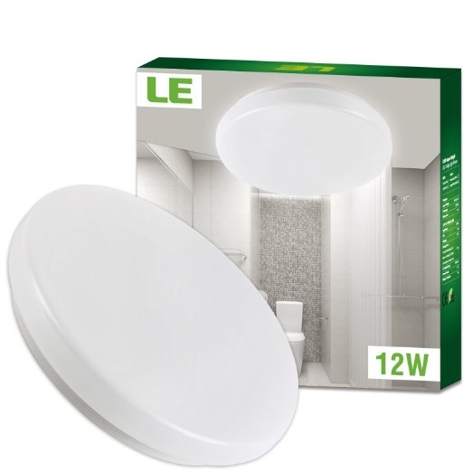 LE 12W 11-Inch Daylight White LED Ceiling Lights, Waterproof IP44, 100W Incandescent (22W Fluorescent) Bulb Equivalent, 6000K, 950lm, Ceiling Light Fixture, Ceiling Lighting, Flush Mount Light