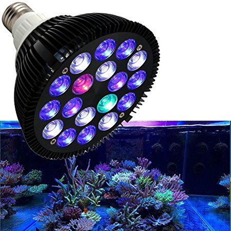 Niello 18W LED Aquarium Light Bulb Hood Lighting for Aquarium and Plant Growth,Full Spectrum Lights,Blue and White Light for Reef or Freshwater Refugium–Maximum PAR for Coral and Plant Growth