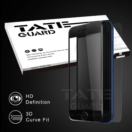 [Original Curve Fit] Tateguard Iphone 7 plus tempered glass screen protector [Crystal clear and full coverage] [Black tooling]