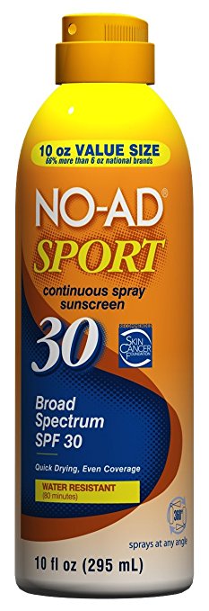 No-Ad 296 Sunscreen Continuous Spray, SPF-30, 10-Ounce
