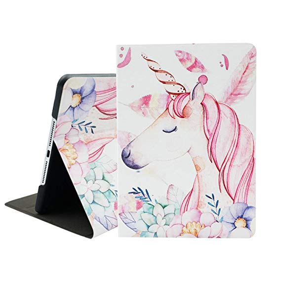 Unicorn iPad 9.7 Case, Mictchz 2018 2017 New iPad Tablet Lightweight Slim Shell Cover with Frosted Back Protector Supports Auto Wake/Sleep for Apple iPad 5th 6th Generation Kids Girls