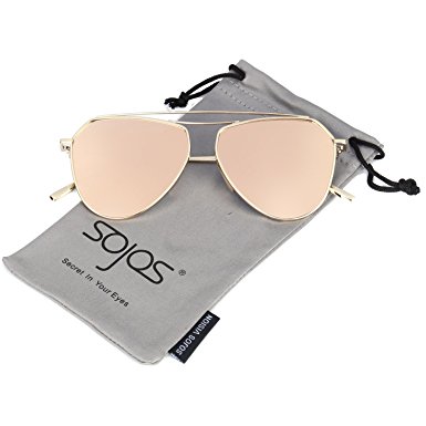 SojoS Classic Metal Double Bridge Aviator Style Flash Mirror Lenses Sunglasses SJ1040